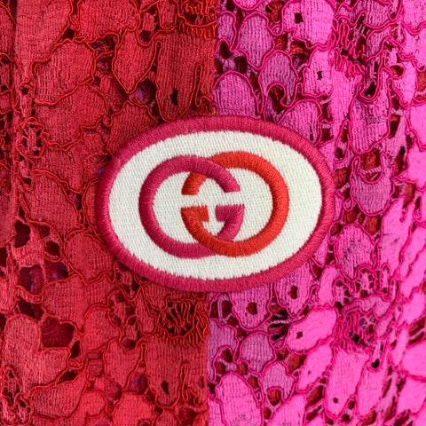 GUCCI Size M Red Pink Floral Viscose Lace Up Shorts
