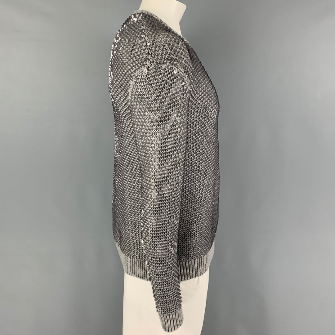 MCQ by ALEXANDER MCQUEEN Size S Grey Sequined Wool Crew-Neck Pullover