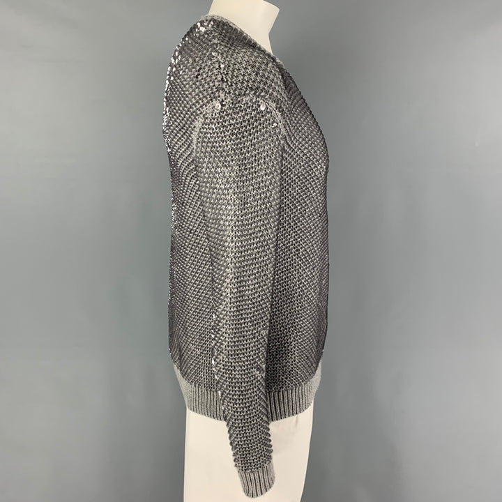 MCQ by ALEXANDER MCQUEEN Size S Grey Sequined Wool Crew-Neck Pullover