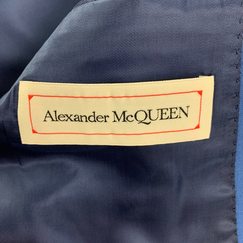 ALEXANDER MCQUEEN Size 40 Blue Wool Mohair Notch Lapel Suit