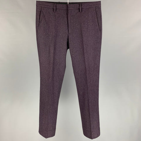 CALVIN KLEIN Taille 32 Pantalon habillé en laine violette avec braguette zippée