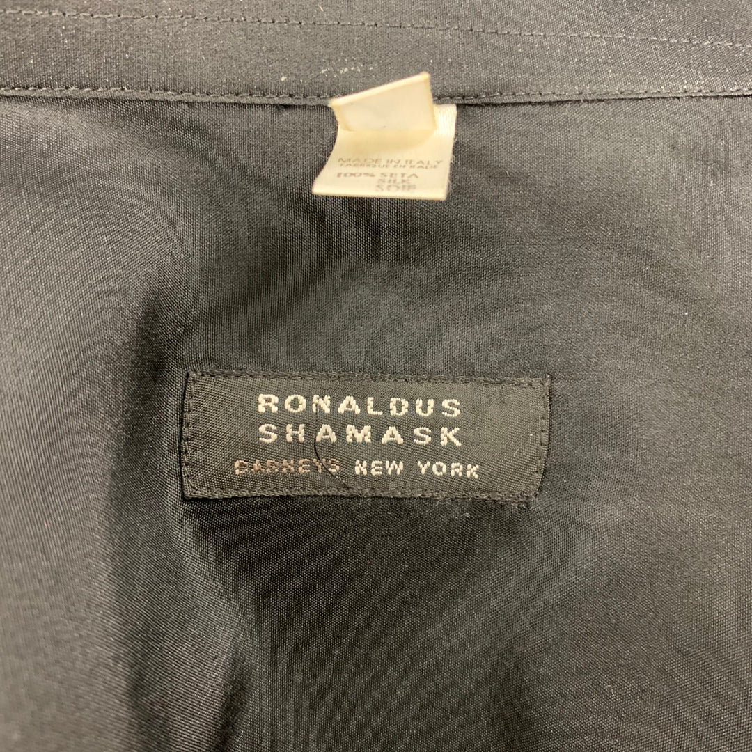 RONALDUS SHAMASK Talla L Camiseta con botones de seda negra