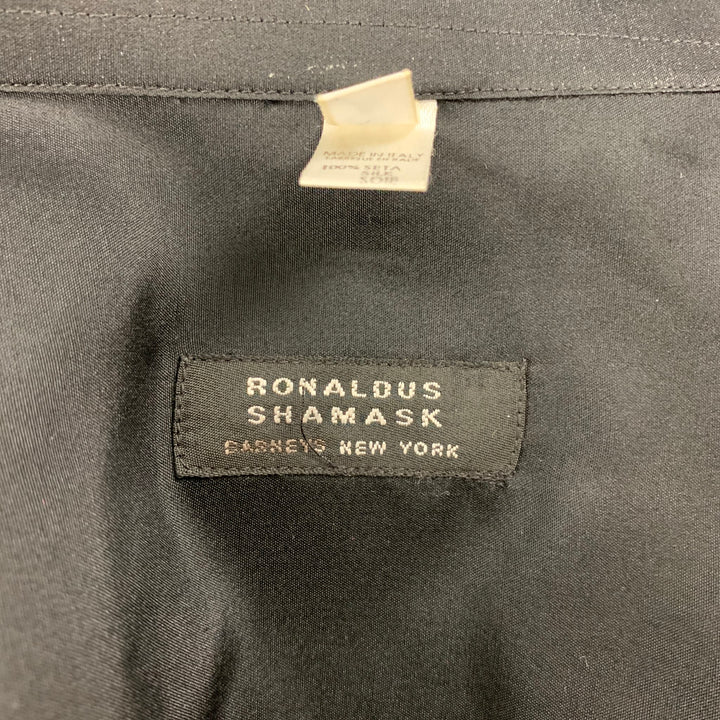 RONALDUS SHAMASK Talla L Camiseta con botones de seda negra