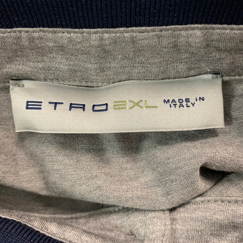 ETRO Polo de algodón blanco gris marino talla XXL