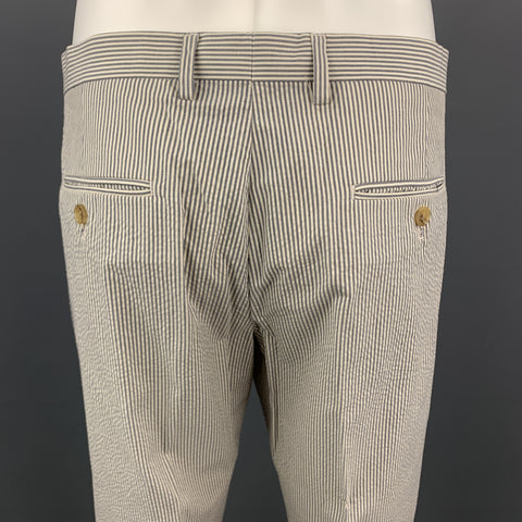 J. CREW 39 Regular Grey & Cream Stripe Seersucker Suit