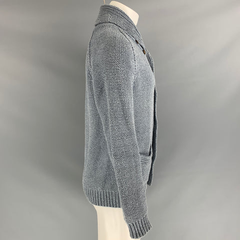 RRL by RALPH LAUREN Size M Powder Blue Knitted Cotton / Polyester Shawl Collar Jacket