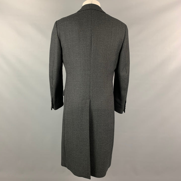 PRADA Size 38 Charcoal Pinstripe Wool Blend Peak Lapel Double Breasted Coat