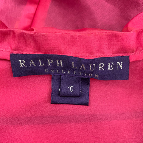 RALPH LAUREN Collection Size 10 Pink Black Silk Dress Top