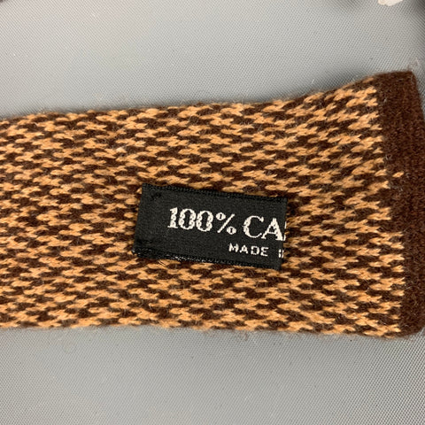 BERGDORF GOODMAN Brown Beige Woven Cashmere Tie