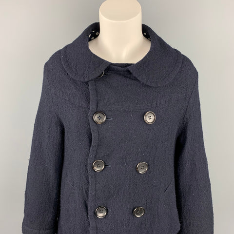 COMME des GARCONS TRICOT Taille S Manteau Double Boutonnage en Laine Marine