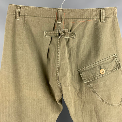 KATOTOOL PROJECT Pantalon décontracté en coton à chevrons vert taille 32 avec braguette boutonnée