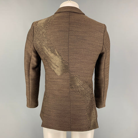 EMPORIO ARMANI Size 34 Brown Black Woven Wool Blend Sport Coat