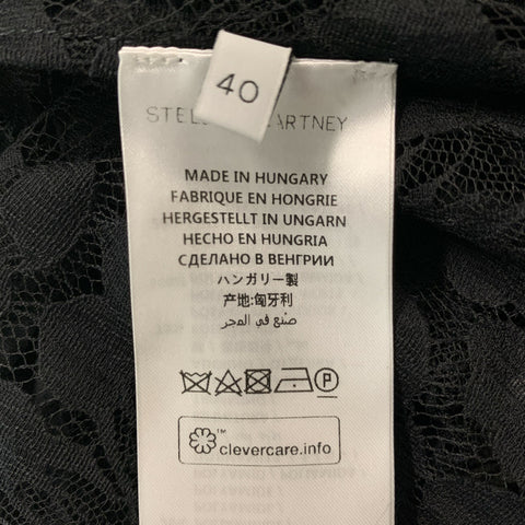 STELLA McCARTNEY Jersey de cuello redondo de poliamida y algodón con encaje negro Talla S