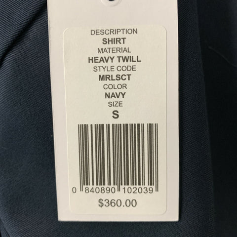 FEIT Taille S Chemise à manches longues en coton uni bleu marine avec une poche