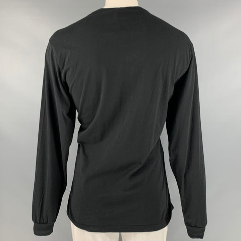 POLYTHÈNE Taille XXL Noir Orange Logo Coton T-shirt à manches longues
