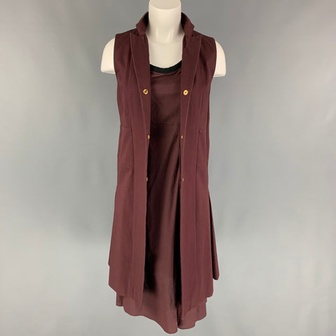 MARNI SS 13 Size 4 Burgundy Cotton Sleeveless 2 Piece Dress Set