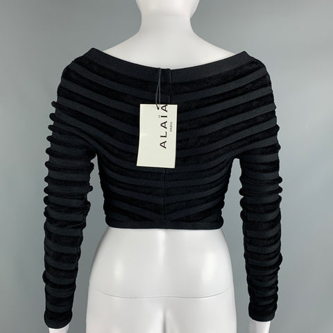 ALAIA Jersey corto de terciopelo de poliamida viscosa negro talla 4