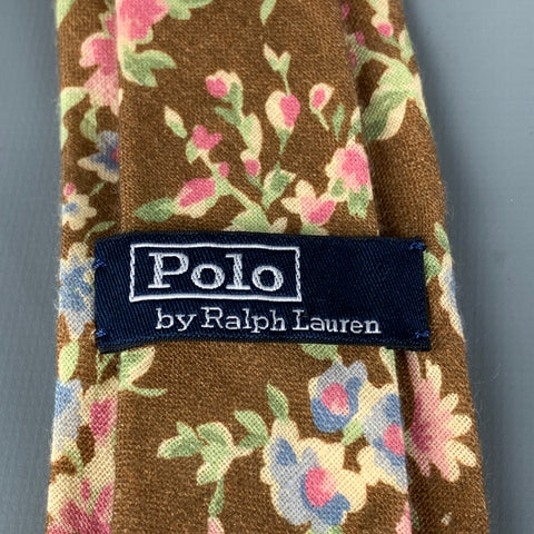 POLO by RALPH LAUREN Brown Multi-Color Floral Linen Tie