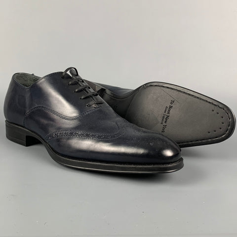 TO BOOT NY Size 11 Navy Perforated Leather Wingtip Lace Up Shoes