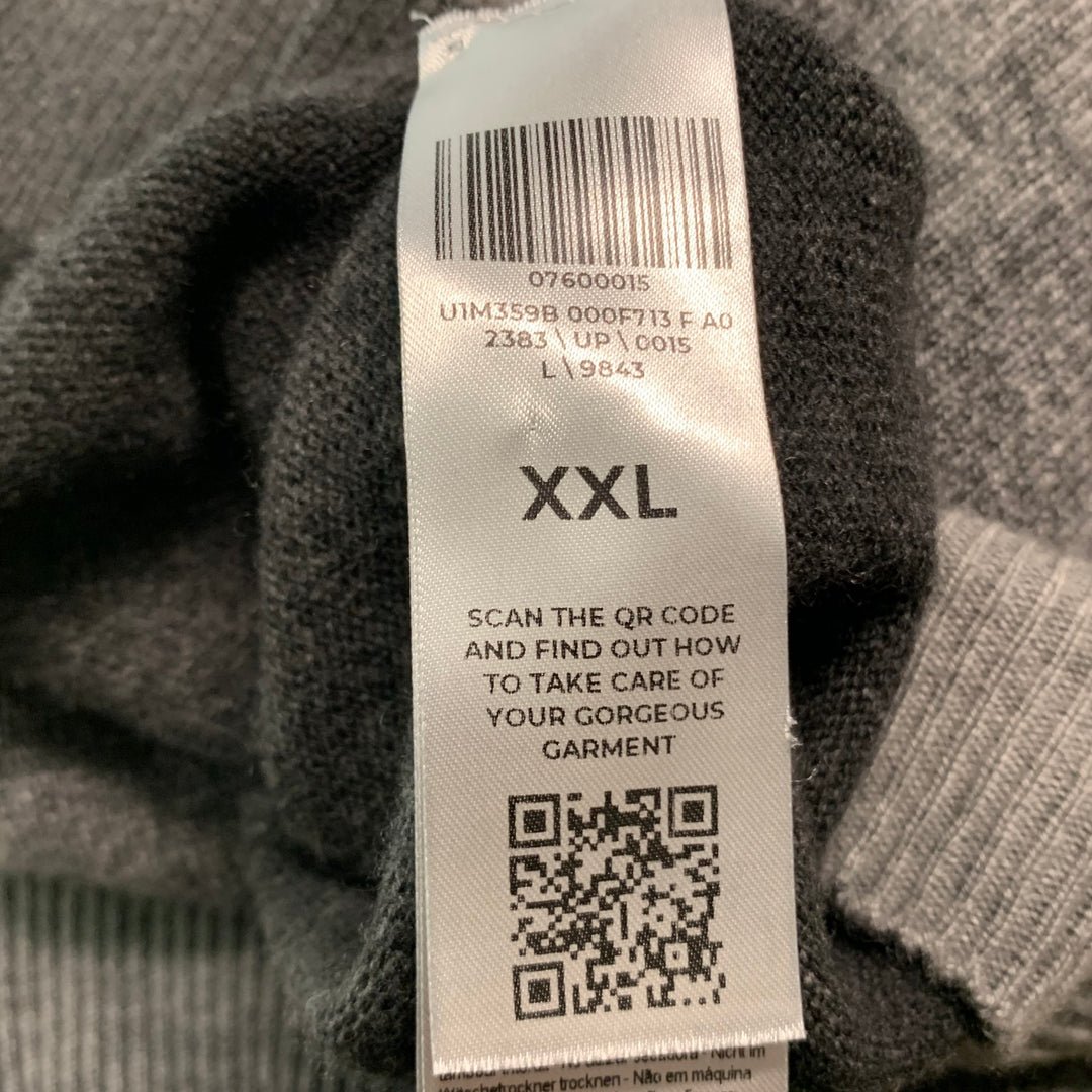 120% LINO Size XL Grey Dyed Cashmere Wool Crew-Neck Pullover