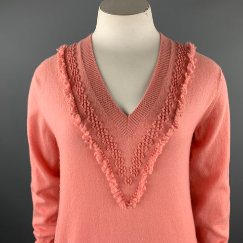 BARRIE Taille XL Pull en Cachemire Tricoté Rose Saumon