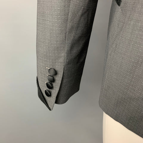 CLOAK Size M Dark Gray & Black Nailhead Wool / Mohair Peak Lapel Sport Coat