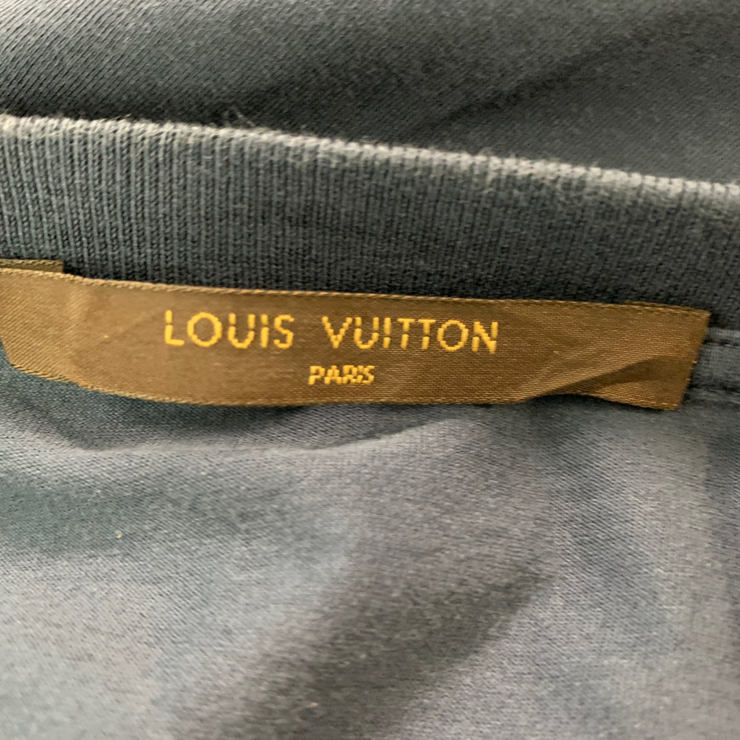 LOUIS VUITTON Size M Blue Applique Cotton Crew-Neck T-shirt – Sui