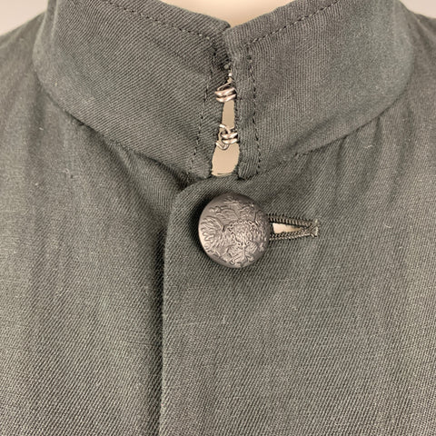 CHRISTIAN DADA Chest Size 38 Size 38 Black Solid Cotton / Linen Military Jacket