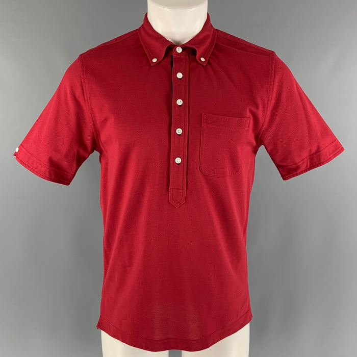 BLACK FLEECE Size M Red Solid Cotton Button Down Polo