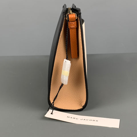 MARC JACOBS Black Tan Color Block Leather Clutch