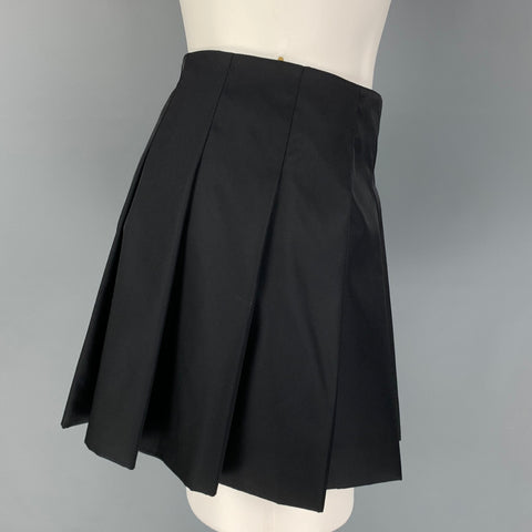 PRADA Size 2 Black Polyamide Pleated Re-Nylon Mini Skirt