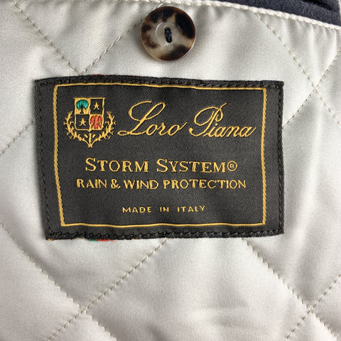 LORO PIANA Size 10 Charcoal Cashmere High Collar Ribbed Waist STORM SYSTEM Jacket
