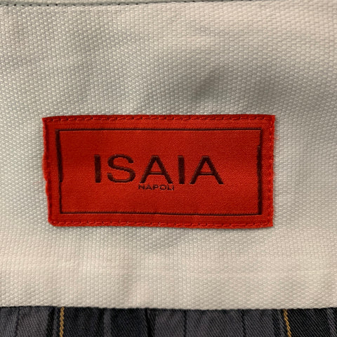 ISAIA Size L Grey &  Black Plaid Cotton Button Up  Long Sleeve Shirt