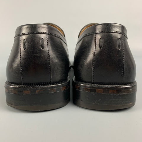 LOUIS VUITTON Size 10 Black Leather Square Toe Loafers