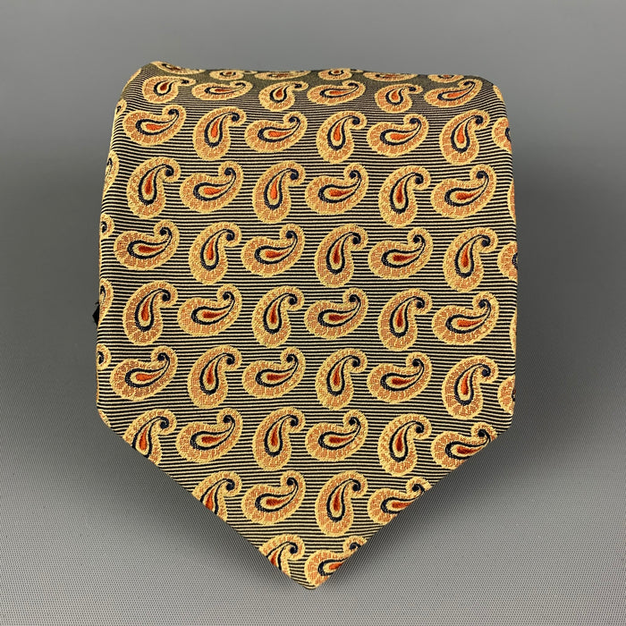 KITON Black Gold Paisley Silk Tie
