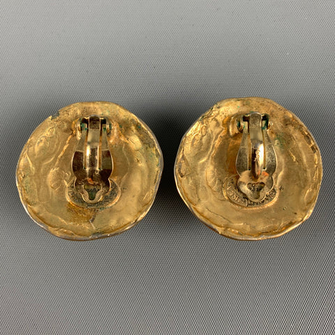 Vintage YVES SAINT LAURENT Gold Faux Pearl Clip-On Earrings