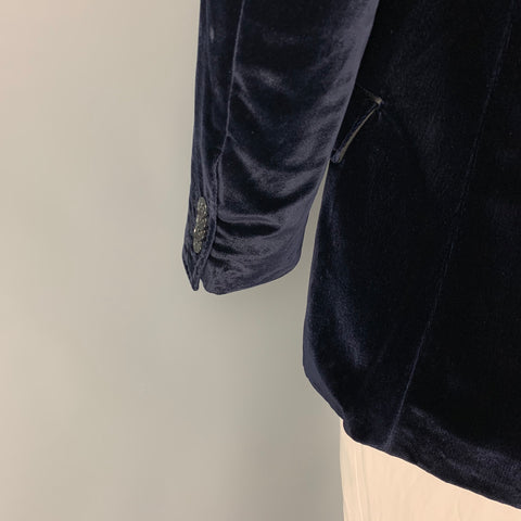 DOLCE & GABBANA Size 42 Navy Black Velvet Cotton Blend Sport Coat