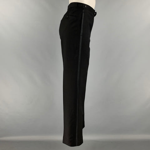 VINTAGE Taille 30 Pantalon de robe de smoking noir