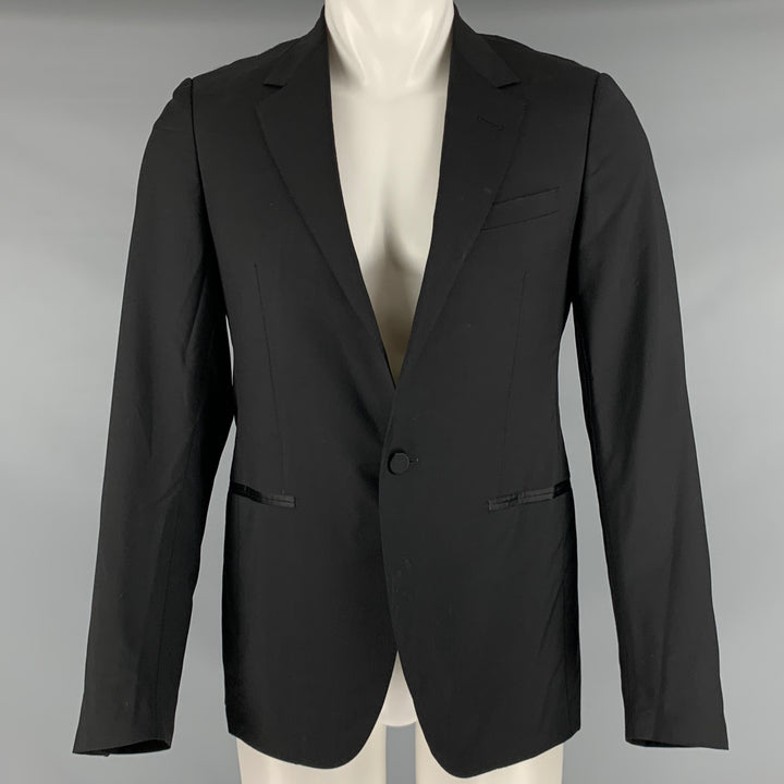 LANVIN Size 36 Black Wool Mohair Notch Lapel Sport Coat