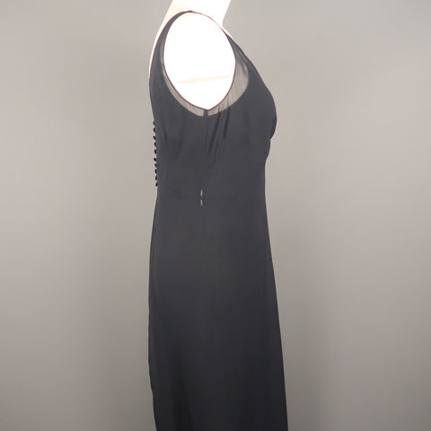 ARMAND VENTILO Taille 4 Robe longue en mousseline de soie marine col en V sans manches