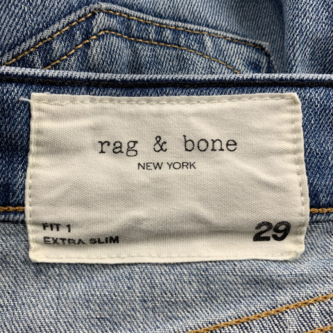 RAG & BONE Size 29 Indigo Washed Cotton / Polyurethane Button Fly Jeans