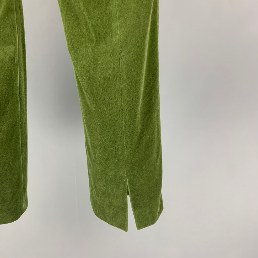 JOHN RICHMOND Taille 32 Pantalon habillé en velours de coton vert Zip Fly