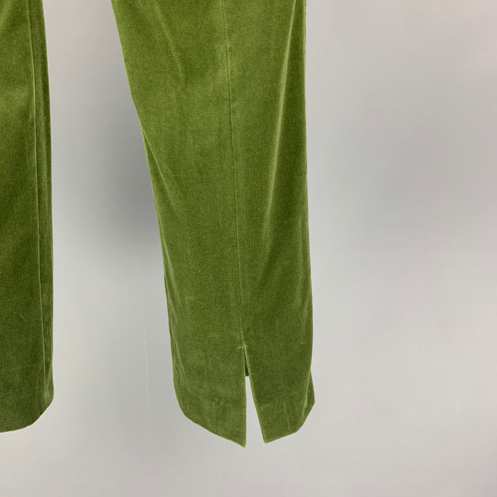 JOHN RICHMOND Size 32 Green Velvet Cotton Velvet Zip Fly Dress Pants