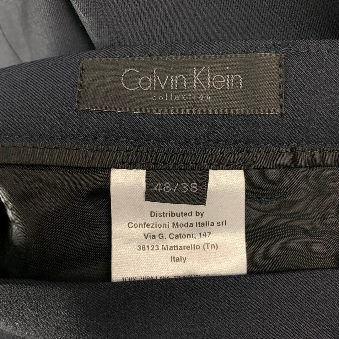 CALVIN KLEIN COLLECTION Size 32 Navy Wool Zip Fly Dress Pants