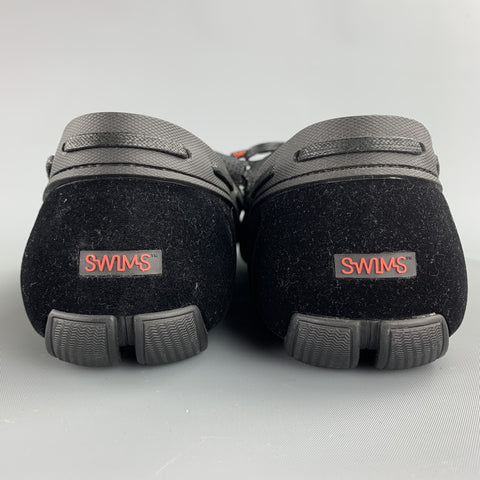 SWIMS Size 11 Black Mixed Materials Velvet Drivers Loafers