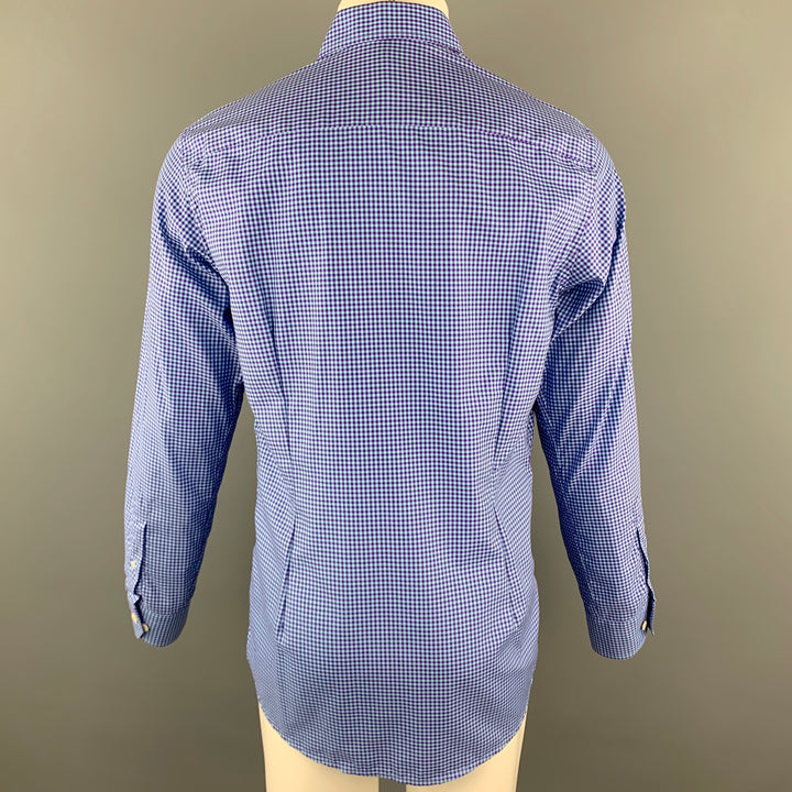 ETON Size S Blue & Purple Checkered Cotton Button Up Long Sleeve Shirt