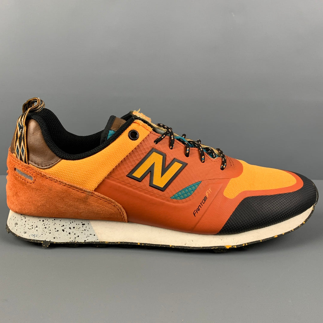 NEW BALANCE Size 10.5 Orange Brown Mixed Fabrics Low Top Sneakers