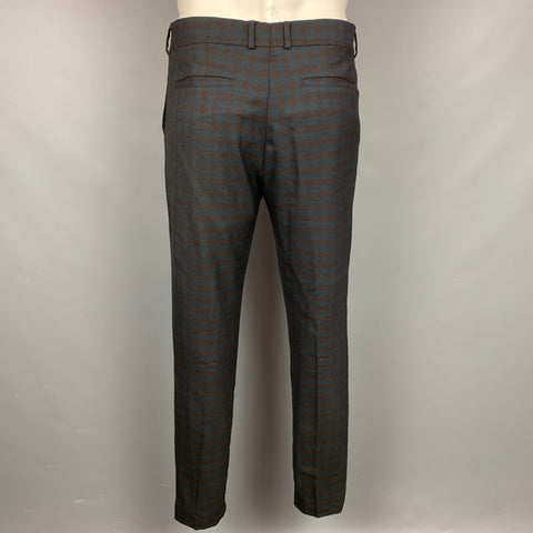 PAUL SMITH Size 42 Blue & Brown Checkered Wool Notch Lapel Suit