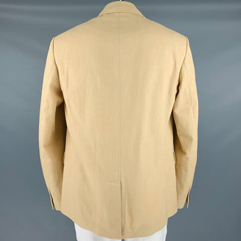 BOTTEGA VENETA Size 42 Khaki Woven Cotton Notch Lapel Sport Coat