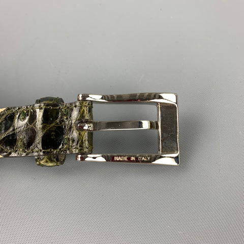 ANNA FIRENZE Size S Olive Alligator Skinny Belt